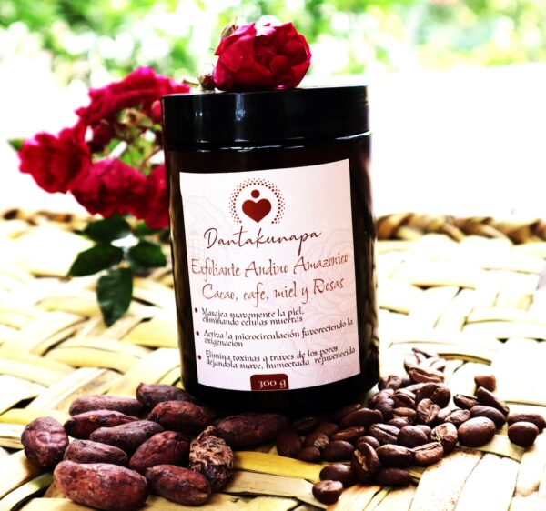 Exfoliante Amazónico de Cacao, Café, Miel y Rosas